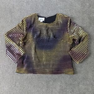 Vintage Victoria Chaise Women's Colorful Striped Blouse Size XXL Rainbow 80s